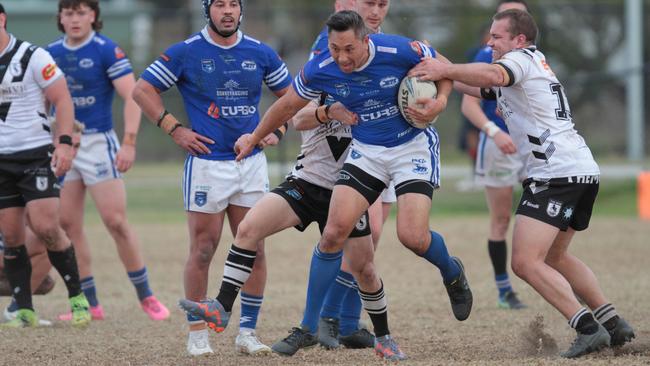 Terrence Dodd crossed twice for Narellan against Collies. Picture Steve Montgomery