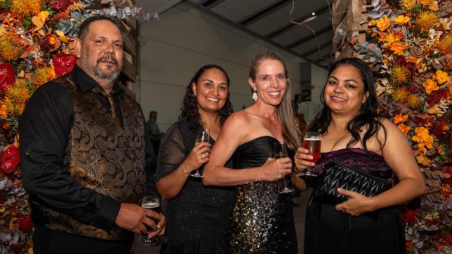 Tommy Weetra, Lindy Quall, Kate Verity and Ajustine Williams at the 2024 NAIDOC Ball at the Darwin Convention Centre. Picture: Pema Tamang Pakhrin