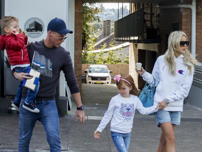 Roxy Jacenko, husband Oliver Curtis and children en route to Bondi today. Picture: Jenny Evans