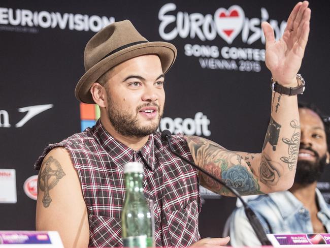 That’s our Guy ... Guy Sebastian during the press conference ahead of Eurovision. Picture: Ella Pellegrini