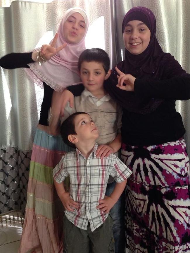 Khaled Sharrouf’s children: Zaynab (pink), Abdullah (middle), Hoda (purple) and Humzeh (front centre).