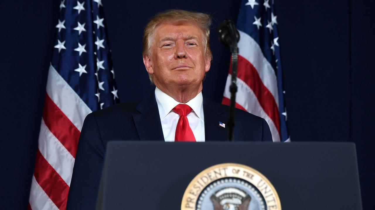 US President Donald Trump speaking at Mount Rushmore on Friday. Picture: Saul Loeb/AFP