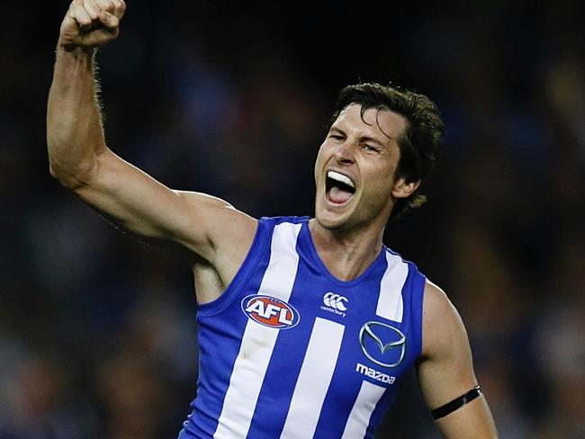 Farren Ray celebrates his first goal in blue and white. Picture: Michael Klein