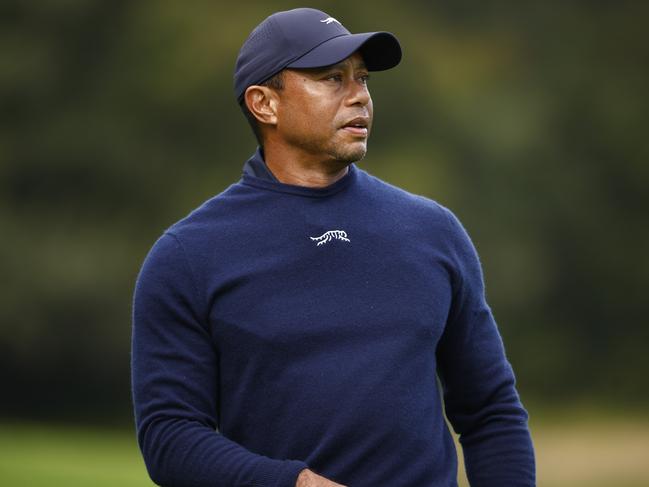 PACIFIC PALISADES, CALIFORNIA - FEBRUARY 16: Tiger Woods of the United States reacts to his shot from the sixth tee during the second round of The Genesis Invitational at Riviera Country Club on February 16, 2024 in Pacific Palisades, California. (Photo by Ronald Martinez/Getty Images)