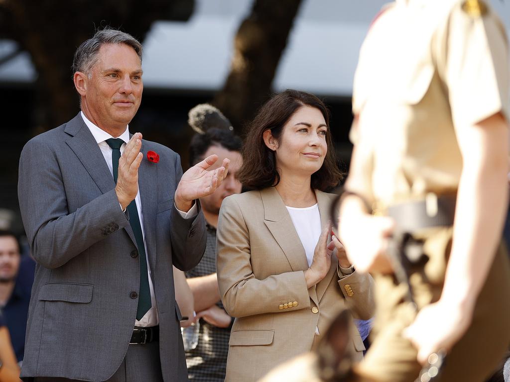 Labor Party deputy leader Richard Marles with MP Terri Butler at the Anzac Day parade in Darwin. Picture: Tim Hunter