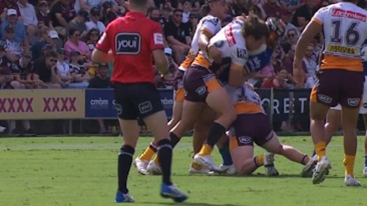 The 'cannonball' tackle which saw Flegler sent to the sin bin appeared to actually be on the hip, not knee.