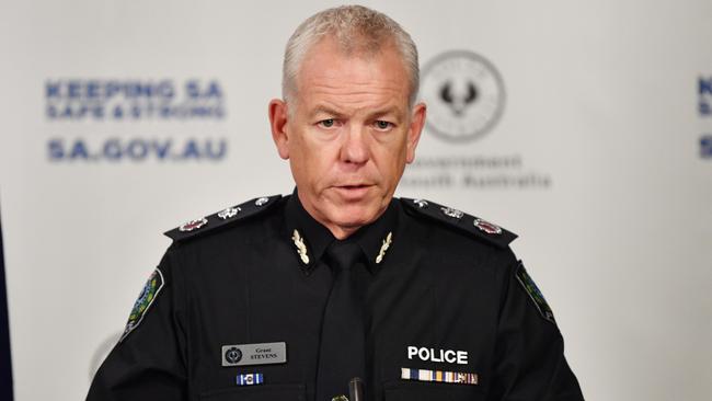 South Australian Police Commissioner Grant Stevens speaking in Adelaide last week. Picture: AAP Image/David Mariuz