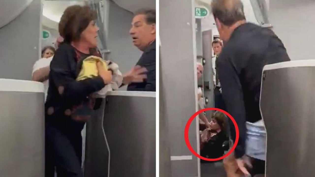 Flight attendant tackles first class passenger