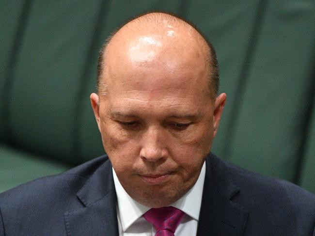 Minister for Home Affairs Peter Dutton during a no confidence motion against him moved by Greens Member for Melbourne Adam Bandt in the House of Representatives at Parliament House in Canberra, Thursday, September 20, 2018. (AAP Image/Mick Tsikas) NO ARCHIVING