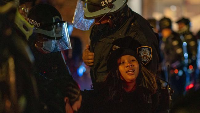 A protester is arrested in New York City. Picture: David Dee Delgado/Getty Images/AFP