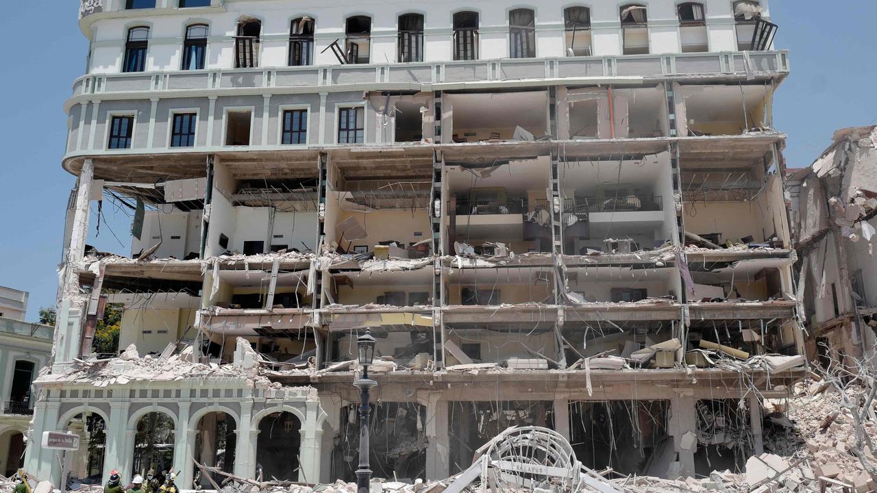 View of damages after an explosion in the Saratoga Hotel in Havana. Picture: AFP.