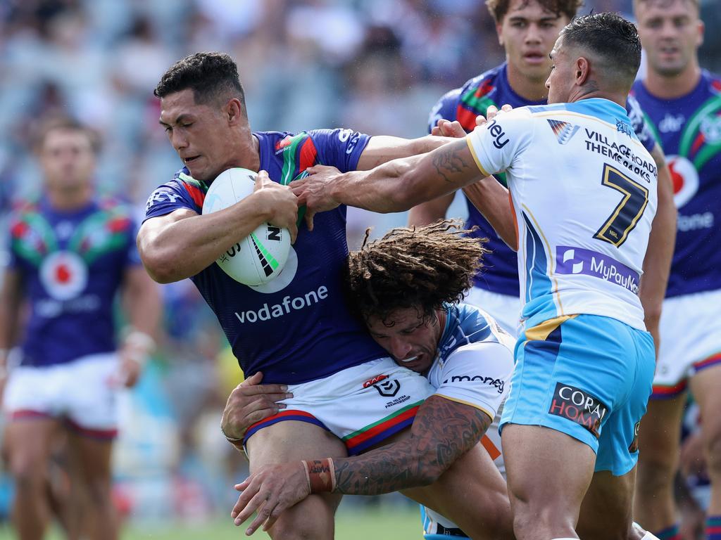 Roger Tuivasa-Sheck during round 1 of the NRL last season, Warriors vs Titans in Gosford. The bigger stages on offer in rugby union made irresistible the chance to switch back to the 15-man code. Picture: Ashley Feder/Getty Images