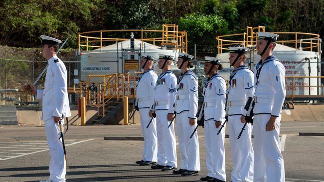 Crew members during the ceremony’s parade. Picture: Pema Tamang Pakhrin