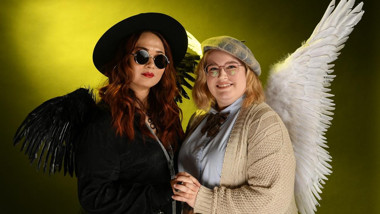 Cosplayers dressed up as Good Omens characters at New York Comic Con this year. Picture: Mike Coppola/Getty Images