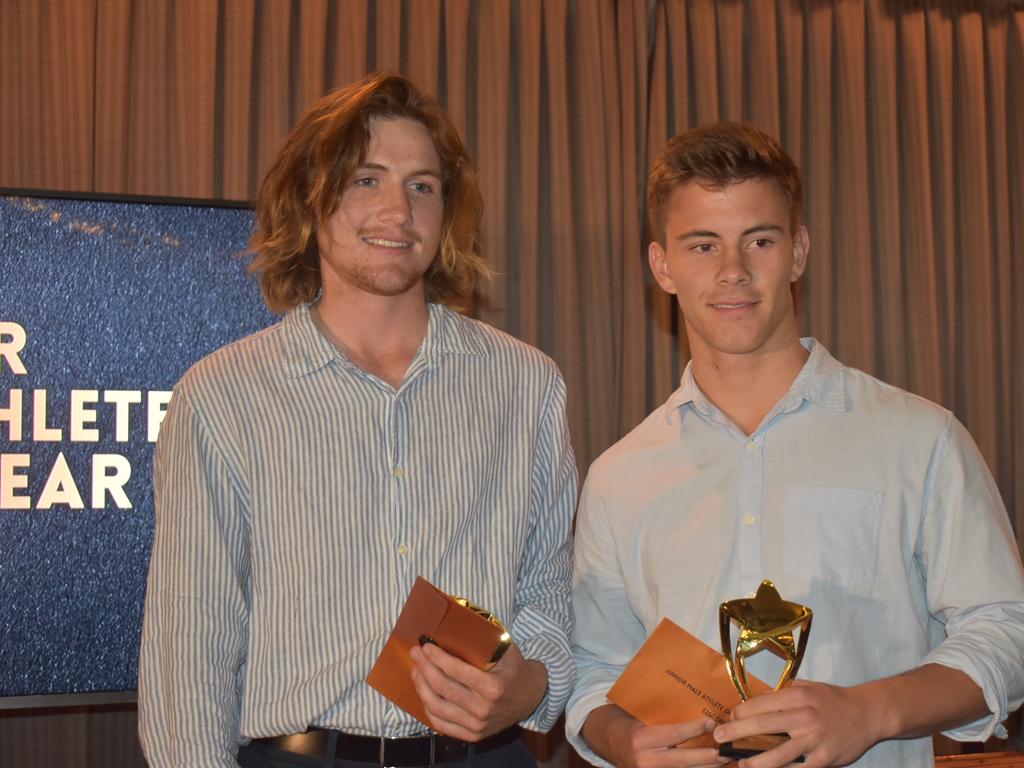 Jameson Beatson (left) and Henry Thorpe were named junior male athletes of the year at Magpies awards night, October 29, 2021. Picture: Matthew Forrest