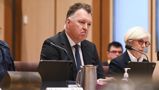 PwC’s current chief executive, Kevin Burrowes and chief risk and ethics leader Jan McCahey front a Senate inquiry. Picture: Martin Ollman