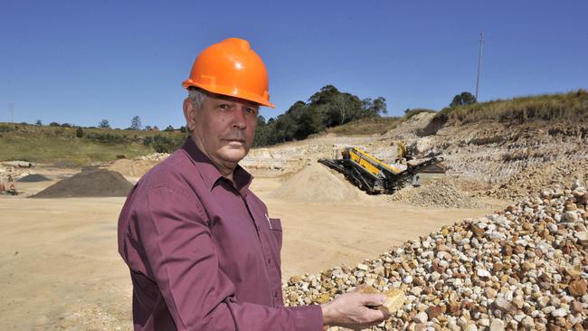 Jeff Champion pictured at Champions Quarry, Wyrallah Road, Tucki, after winning approval to expand in September, 2012. Photo Cathy Adams / The Northern Star