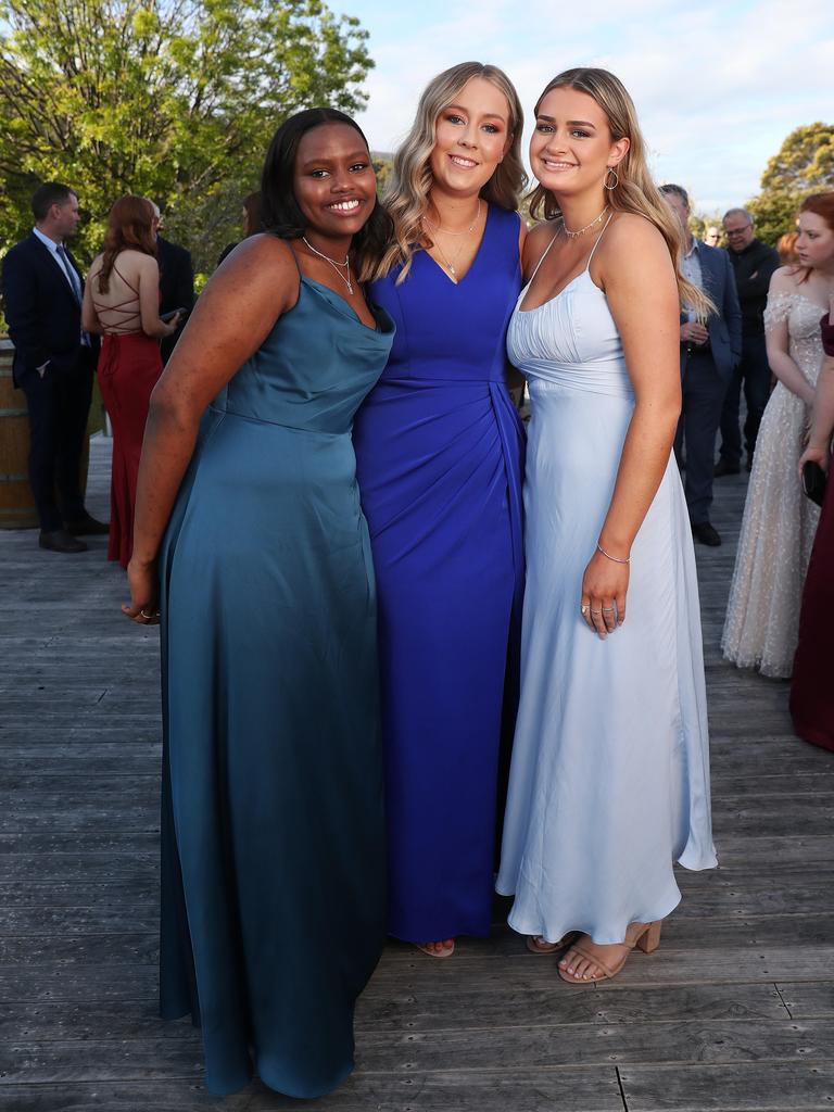 Lily Ndimanyi, Lucy Wolfe, Alice Ryan. St Mary's College leavers dinner at Glen Albyn Estate Taroona. Picture Nikki Davis-Jones