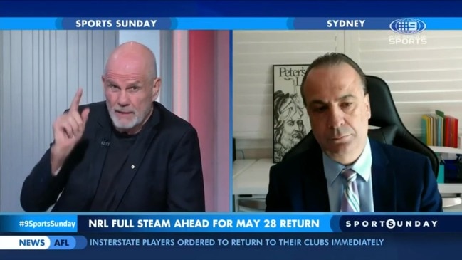 Peter FitzSimons and Peter V’landys clash over NRL return (Sports Sunday)