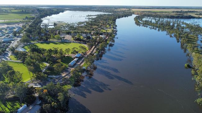 An aerial view of the flooding the Riverland. Picture: River Murray Flood Experience Facebook