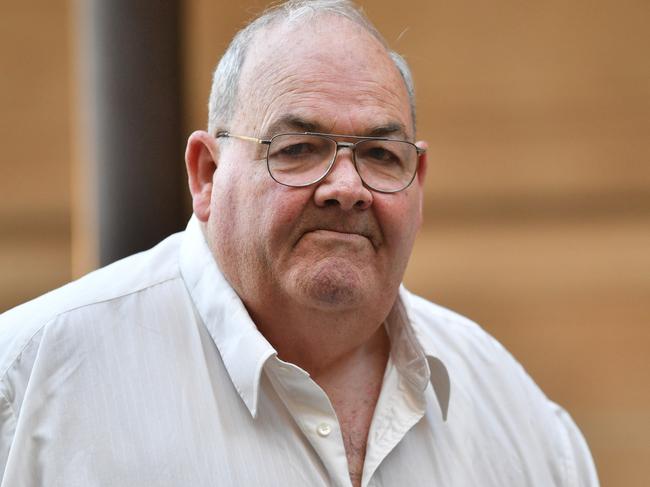 Peter Dansie is seen outside the Supreme Court in Adelaide, Tuesday, May 14, 2019. Peter Dansie is on trial in Adelaide for the murder of his wheelchair-bound wife in 2017. (AAP Image/David Mariuz) NO ARCHIVING