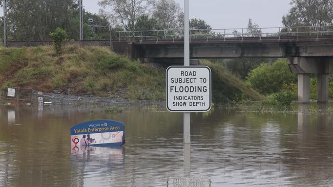 Flooding on the Gold coast in the aftermath of Cyclone Alfred. Flooding at Yatala. Picture Glenn Hampson