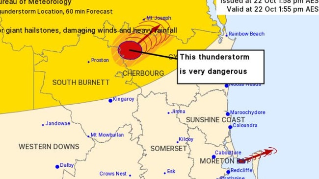 A storm warning issued at 2pm by the Bureau of Meteorology.