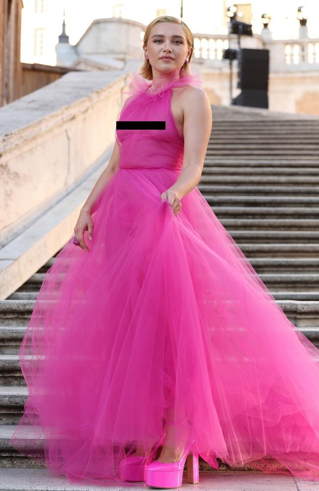 Florence Pugh at the Valentino fashion show in Rome, Italy. Picture: Vittorio Zunino Celotto/Getty Images