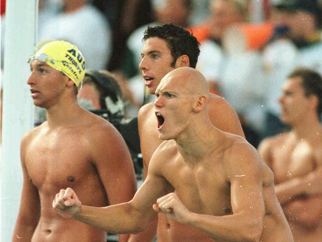 Swimmers (L-R) Ian Thorpe, Grant Hackett &