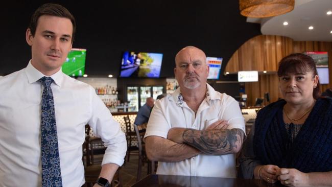 Bonney MP Sam O'Connor with Brett and Belinda Beasley.