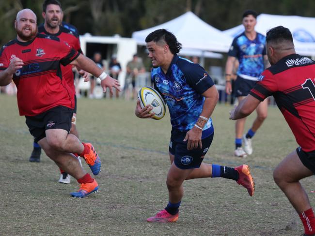 The Helensvale Hogs featured in the first grade grand final in 2021. Pictured is Logan Watene. Picture: Mike Batterham