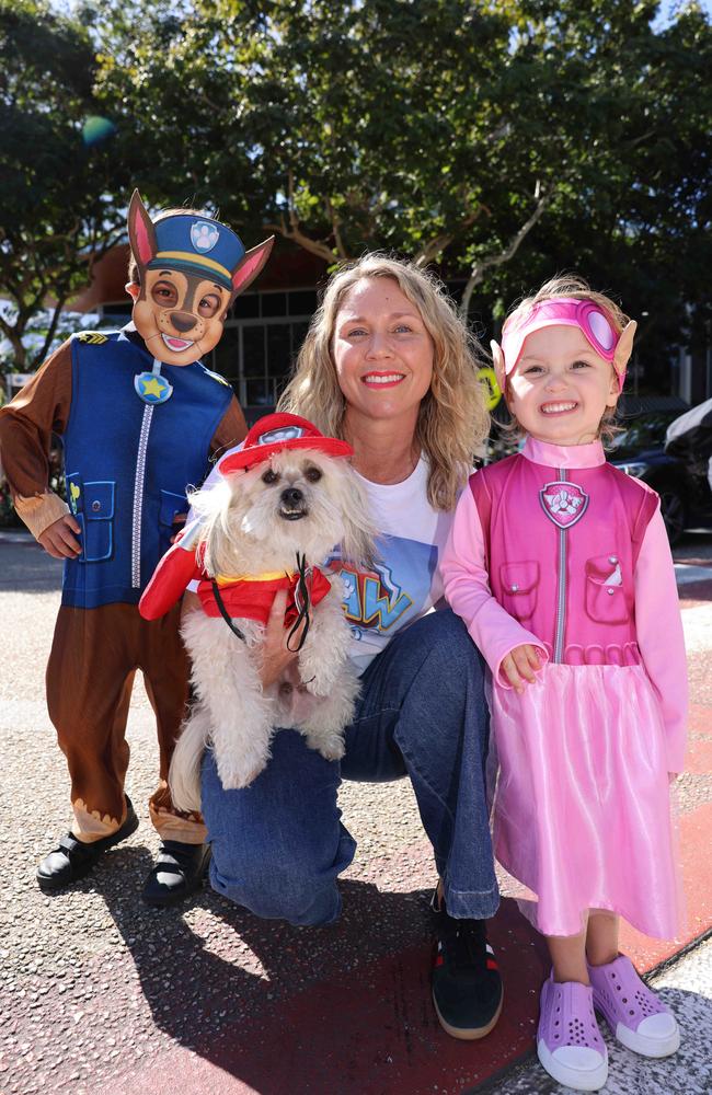 Domenico Moratti, Leana Moratti, Fiorella Moratti and Pepe at the Ray White Surfers Paradise Next Top Dogel competition on Tedder Avenue Main Beach. Picture, Portia Large.