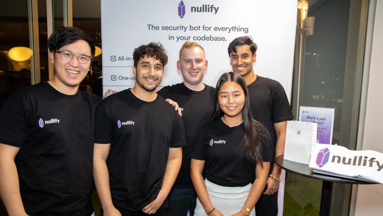 (L-R) Nullify co-founder and COO Tony Mao, engineers Rahul Tripathi and David Strates, head of marketing Suzy Ahn and co-founder and CEO Shan Kulkarni.