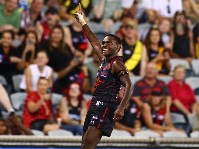 Irving Mosquito’s Bombers took on Richmond in the 2020 Dreamtime match at TIO Stadium in Darwin. Picture: Daniel Kalisz