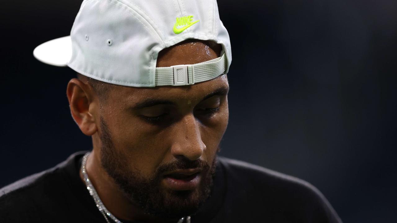 NEW YORK, NEW YORK - AUGUST 27: Nick Kyrgios of Australia in a practice session during previews for the 2022 US Open tennis at USTA Billie Jean King National Tennis Center on August 27, 2022 in the Flushing neighbourhood of the Queens borough of New York City. Julian Finney/Getty Images/AFP == FOR NEWSPAPERS, INTERNET, TELCOS &amp; TELEVISION USE ONLY ==