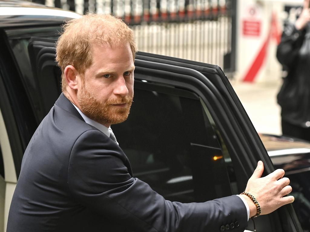 Prince Harry, Duke of Sussex, arrives at the High Court to argue his case against the publisher of The Sun.