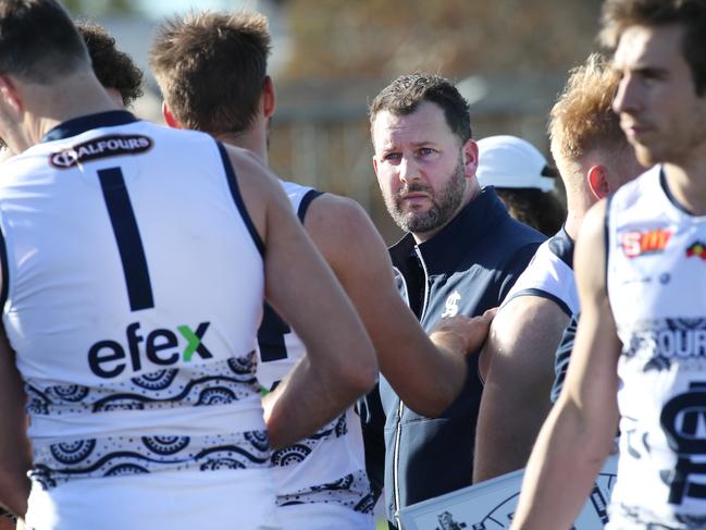 SANFL: Glenelg v South Adelaide at Glenelg Oval. South coach Jarrad Wright at quarter time.Pic. Dean Martin