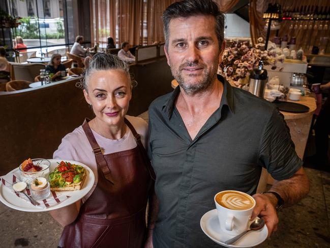 Jackie Middleton and Simon O'Regan behind the Earl Canteen fame have opened their latest venture, Dame, at Collins Place. Picture: Jake Nowakowski.