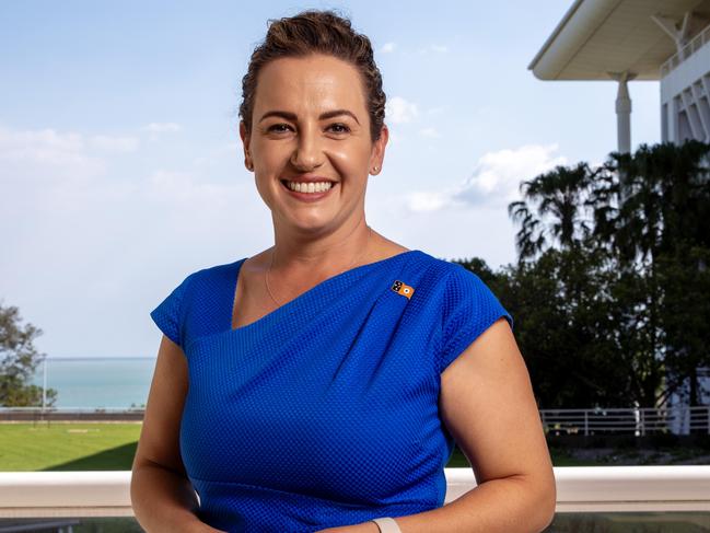 25-08-2024 - NT chief minister elect Lia Finocchiaro on Sunday after meeting with NT police commissioner Michael Murphy and Ken Davies, CEO of the Department of Chief Minister. Picture: Liam Mendes / The Australian