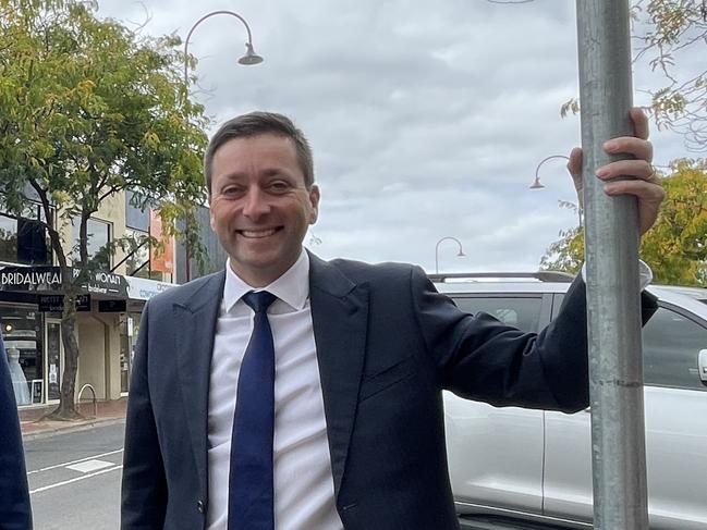 Victorian Opposition Leader Matthew Guy in Croydon on Tuesday. Picture: Kiel Egging