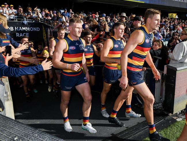 ADELAIDE, AUSTRALIA - MAY 12: Jordan Dawson of the Crows lhtoduring the round nine AFL match between Adelaide Crows and Brisbane Lions at Adelaide Oval, on May 12, 2024, in Adelaide, Australia. (Photo by Mark Brake/Getty Images)