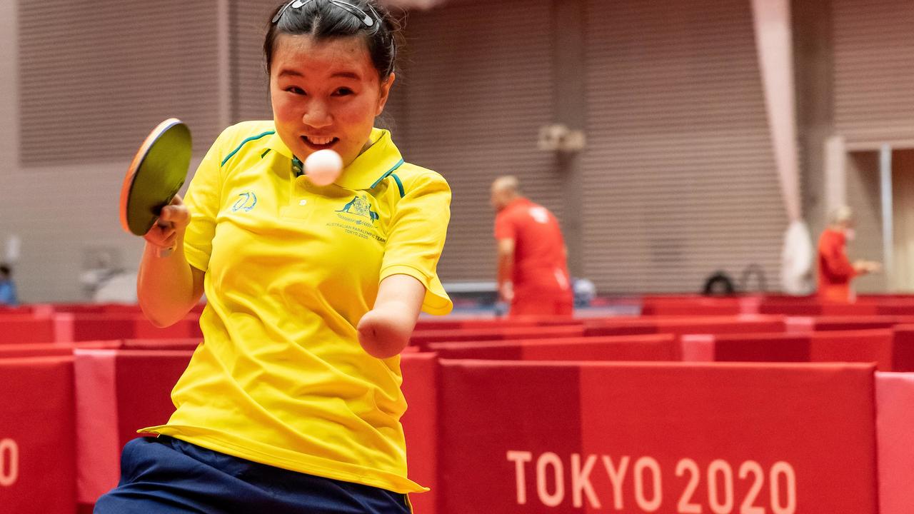 Yang Qian practises in preparation for the Tokyo Paralympics. Pictures: PA