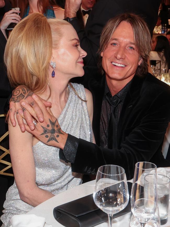 Keith Urban and actor wife Nicole Kidman at the 82nd Annual Golden Globes. (Photo by Christopher Polk/GG2025/Penske Media via Getty Images)