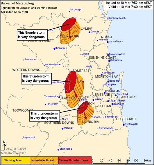 A severe storm warning issued on Monday morning.