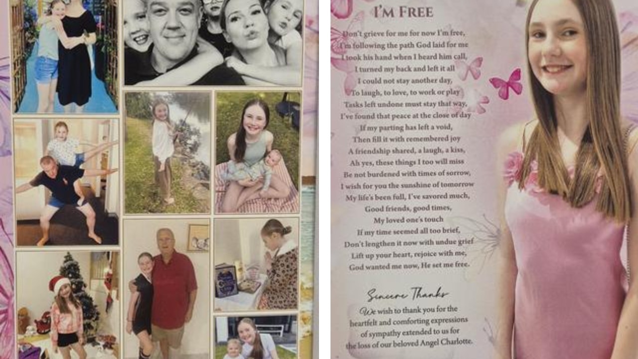 A funeral booklet was seen during the service. Picture: NewsWire/ Sam Ruttyn