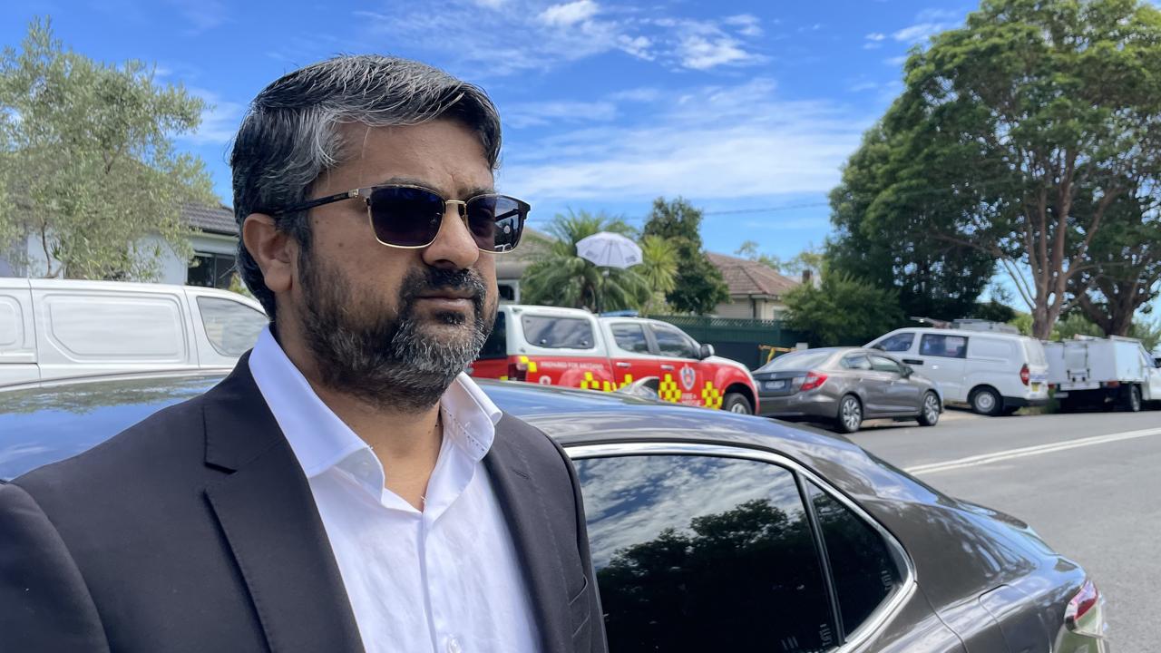 Pakistan Association of Australia president Hamid Saroha at Guildford after a house fire.