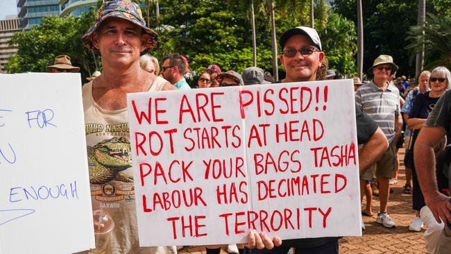 Thousands showed up to rally against crime in the NT in the wake of Declan Laverty’s tragic stabbing death. Picture: Pema Tamang Pakhrin