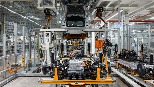 An electric car being manufactured at VW’s plant in Zwickau, eastern Germany. Picture: AFP