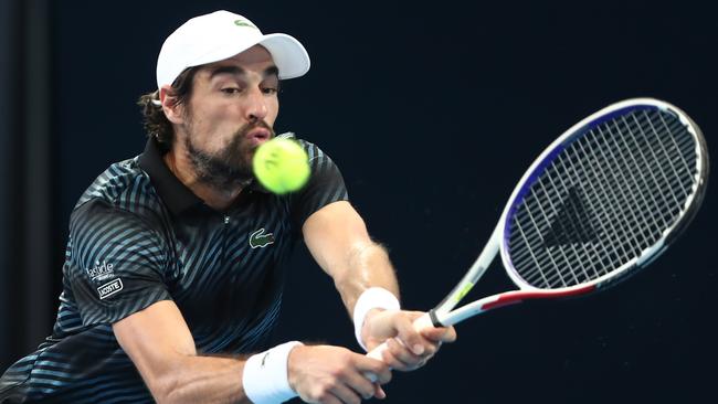 Jeremy Chardy in action against Nick Kyrgios at the Brisbane International on Wednesday. Picture: Getty Images 