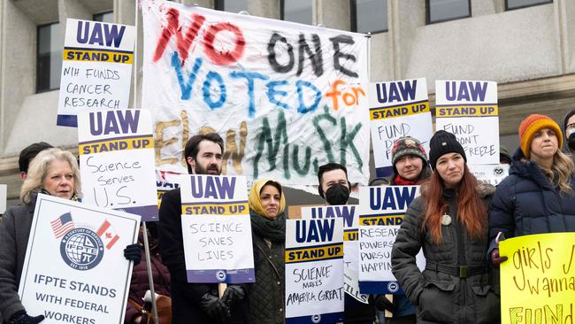 Demonstrators attend a protest against US President Donald Trump and Elon Musk's DOGE cuts to medical science research and higher education. Picture: Saul Loeb/AFP